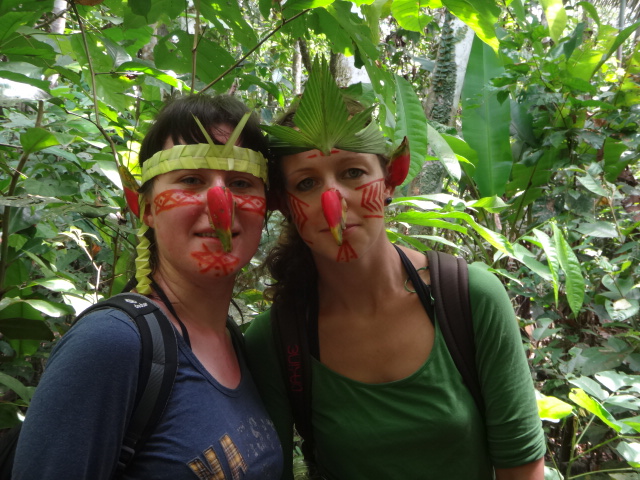 Participants with painted faces.