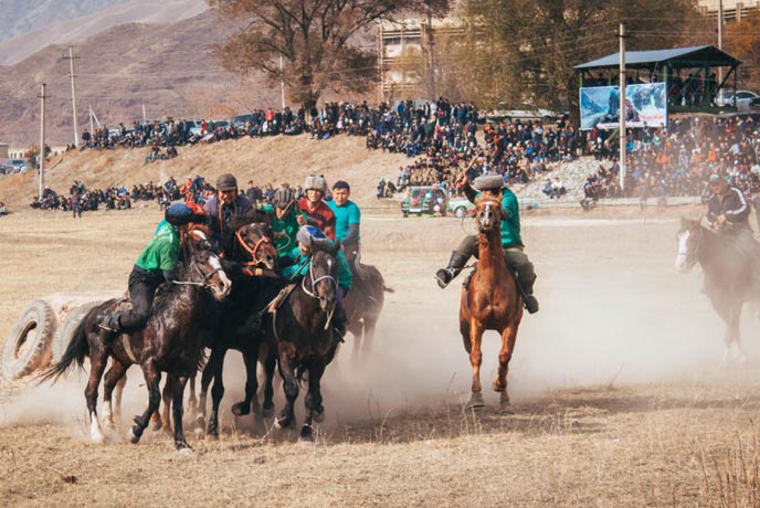 Watch a Kok-Boru (Goat Carcass Polo) Match